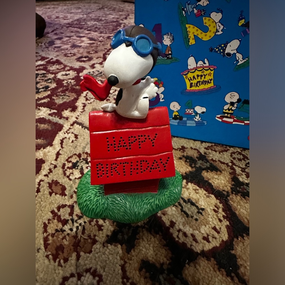 Vintage Flambro Peanuts Snoopy FLYING ACE Figurine 1997 NIB Happy Birthday
